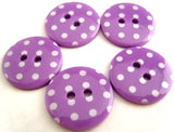 18mm purple and White Polka Dot Glossy 2 Hole Button
