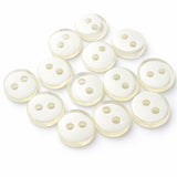 9mm ivory polyester button with a cream-tinted translucent element and two sew-on holes