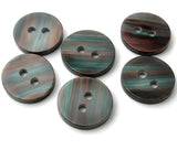 14mm 2 hole grey polyester button with a pink and green shimmer