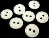 13mm bridal white matte nylon 2 hole button with thin glossy rim.