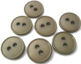 14mm clay brown nylon 2 hole button with soft sheen and glossy rim.