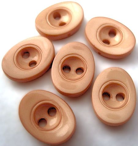 10mm x 14mm Oval Gloss Nylon 2 Hole Button - Dusky Apricot