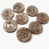 14mm beige grey iridescent 2 hole polyester button with pearlised finish.