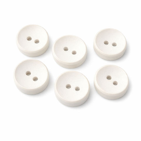 14mm Natural White Chunky 2 Hole Button – glossy plastic with concave centre, sold individually