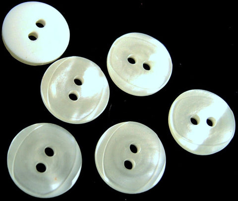 15mm Bridal White-Subtle Iridescence Polyester 2 Hole Button