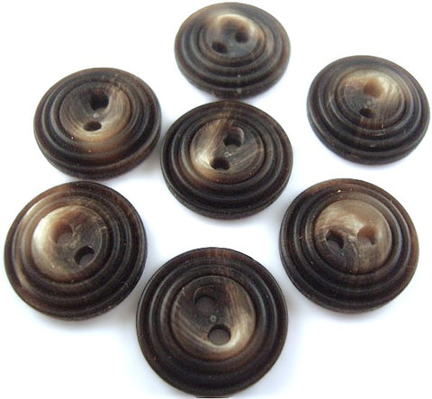 button sale. 100 15mm brown and cream  matte ringed edge two hole buttons