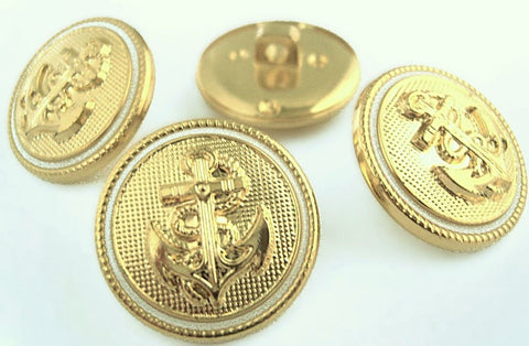 20mm Gold Gilded Poly Anchor Design Shank Button-Ivory Ring