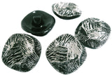 Vintage 27mm Glass Heavy Chunky Shank Button | Black & Metallic Silver