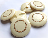 31mm Vintage Cream Gloss Celluloid Button-Indented Metallic Ring