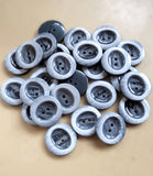 23mm frosted grey glossy 2 hole button. Sold individually, buy the exact quantity of buttons required at Ribbonmoon online haberdashery.