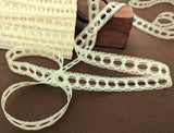 Clearance | 10 mtr length | 20mm | Eyelet or Knitting in Lace | Cream