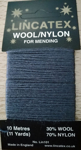 DARN03 Airfoce Blue Darning Mending Yarn 10 Mtr Card. Wool-Nylon Thread