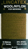 DARN16 Moss Khaki Darning Mending Yarn 10 Mtr Card. Wool-Nylon Thread