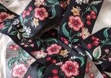 9cm Black 100% Cotton Flower Design Ribbon
