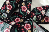 9cm Black 100% Cotton Flower Design Ribbon