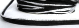 FC129 2mm Metallic Silver Piping Cord, Black Insertion Braid
