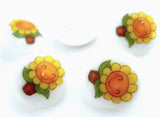 B15053 15mm Sunflower Face Picture Design Novelty Childrens Shank Button