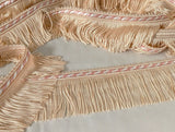 5cm Pale Peach, White & Rose Pink Cut Fringe on a Corded Braid