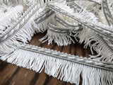 35mm White & Silver Grey Cut Fringe on a Corded Braid