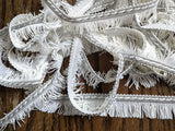 35mm White & Silver Grey Cut Fringe on a Corded Braid