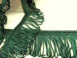 Fringing | 50mm Looped Fringe on a Decorated Braid | Hunter Green