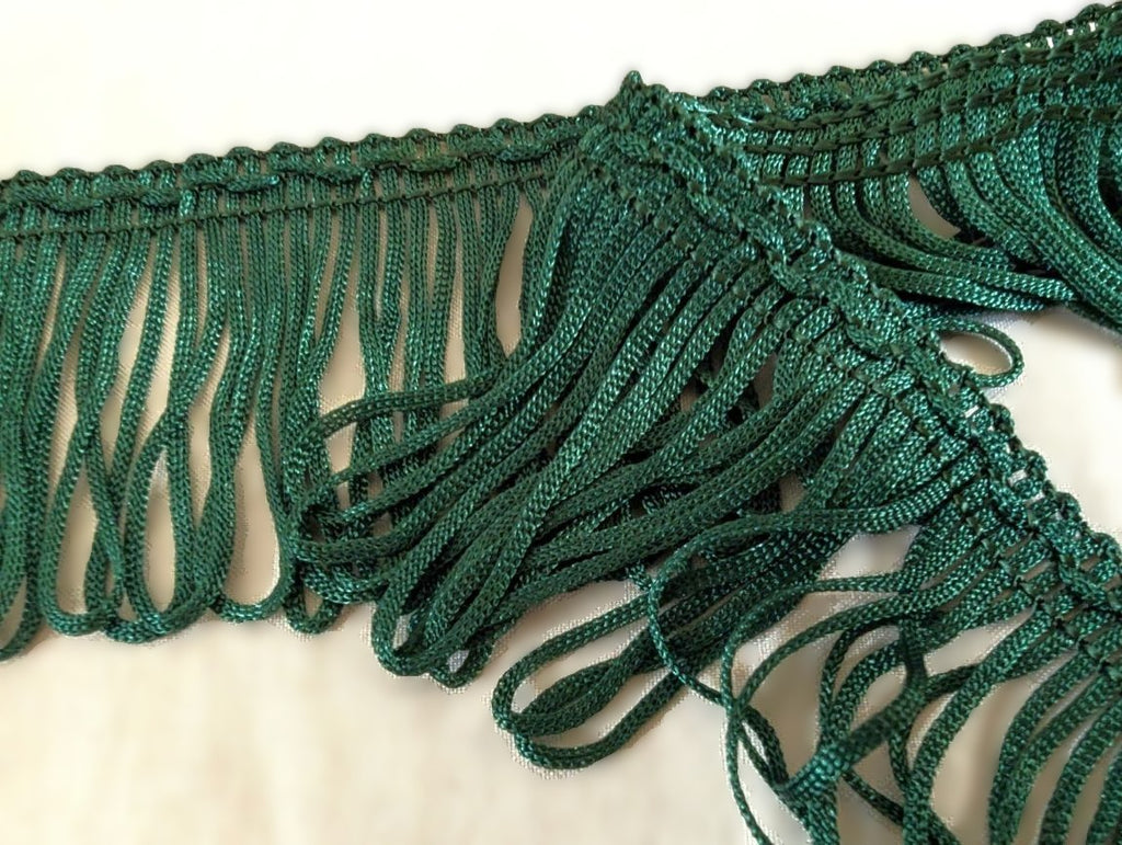 Fringe Thread Fringing | 50mm Looped Fringe on a Decorated Braid | Hunter Green ...
