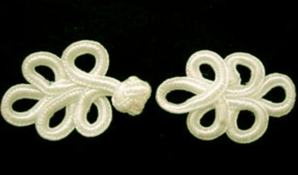 FROG10 8cm x 3cm approx Bridal White Frog Fastener with a Silky Sheen ...
