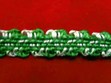 FT1528 10mm Emerald Green-White Woven Silk Sheen Braid Trimming