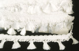 FT215 55mm White Tassel Fringe on a Cord Decorated Braid