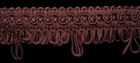 FT403 31mm Dusky Pink Looped Fringe on a Decorated Braid