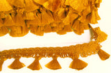 FT631 55mm Dark Gold Tassel Fringe on a Cord Decorated Braid