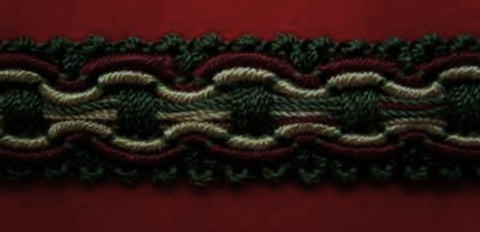 FT704 19mm Green, Burgundy and Beige Braid Trimming