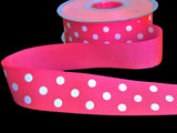 25mm Fluorescent Pink Polka Spotty Grosgrain Ribbon | Berisfords