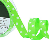 16mm Fluorescent Green Polka Dot Grosgrain Ribbon | Berisfords