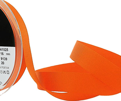 16mm Tango Orange Grosgrain Ribbon | Berisfords 9139