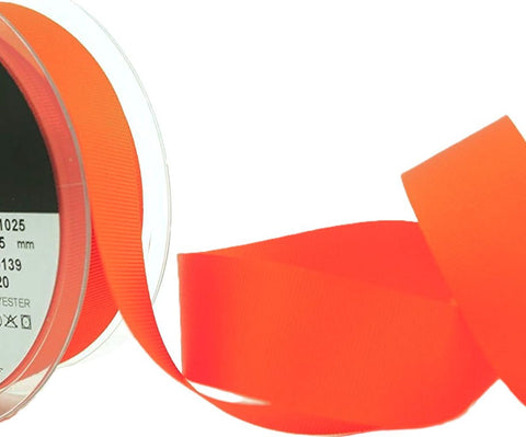 25mm Tango Orange Grosgrain Ribbon | Berisfords 9139