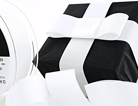 25mm White Grosgrain Ribbon | Berisfords 9401