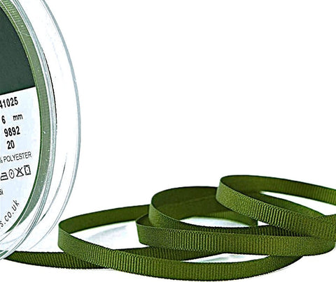 6mm Moss Green Grosgrain Ribbon | Berisfords 9892
