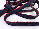 14mm woven navy & red edging braid