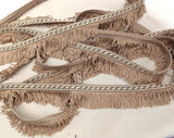 FT1844 35mm Pale Fawn Beige & Cream Cut Fringe on a Corded Braid