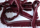  35mm Burgundy Cut Fringe with Ivory in the Corded Braid