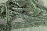 Khaki Green & Ivory Cut Fringe on a Corded Braid