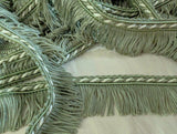 Khaki Green & Ivory Cut Fringe on a Corded Braid