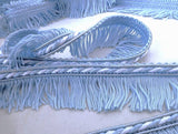 35mm Cornflower Blue & White Cut Fringe on a Corded Braid