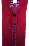 61cm Bright Burgundy Cotton & Coloured Metal Teeth No.3 Open End Zip