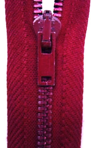 61cm Bright Burgundy Cotton & Coloured Metal Teeth No.3 Open End Zip