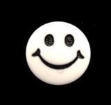 B15975 14mm White and Black Smiley Face Design Novelty Shank Button - Ribbonmoon