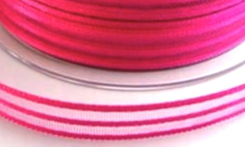 11mm Shocking Pink Satin and Sheer Striped Ribbon