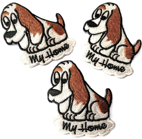 M201 55x45mm Beagle Dog My Home Iron on Embroidered Motif Applique