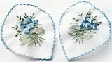 M288 76mm x 93mm White-Blue-Green Embroidered Flower Applique